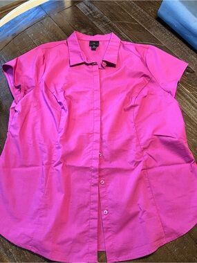 Worthington Bright Magenta Button-Up Blouse